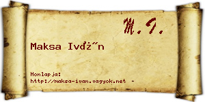 Maksa Iván névjegykártya